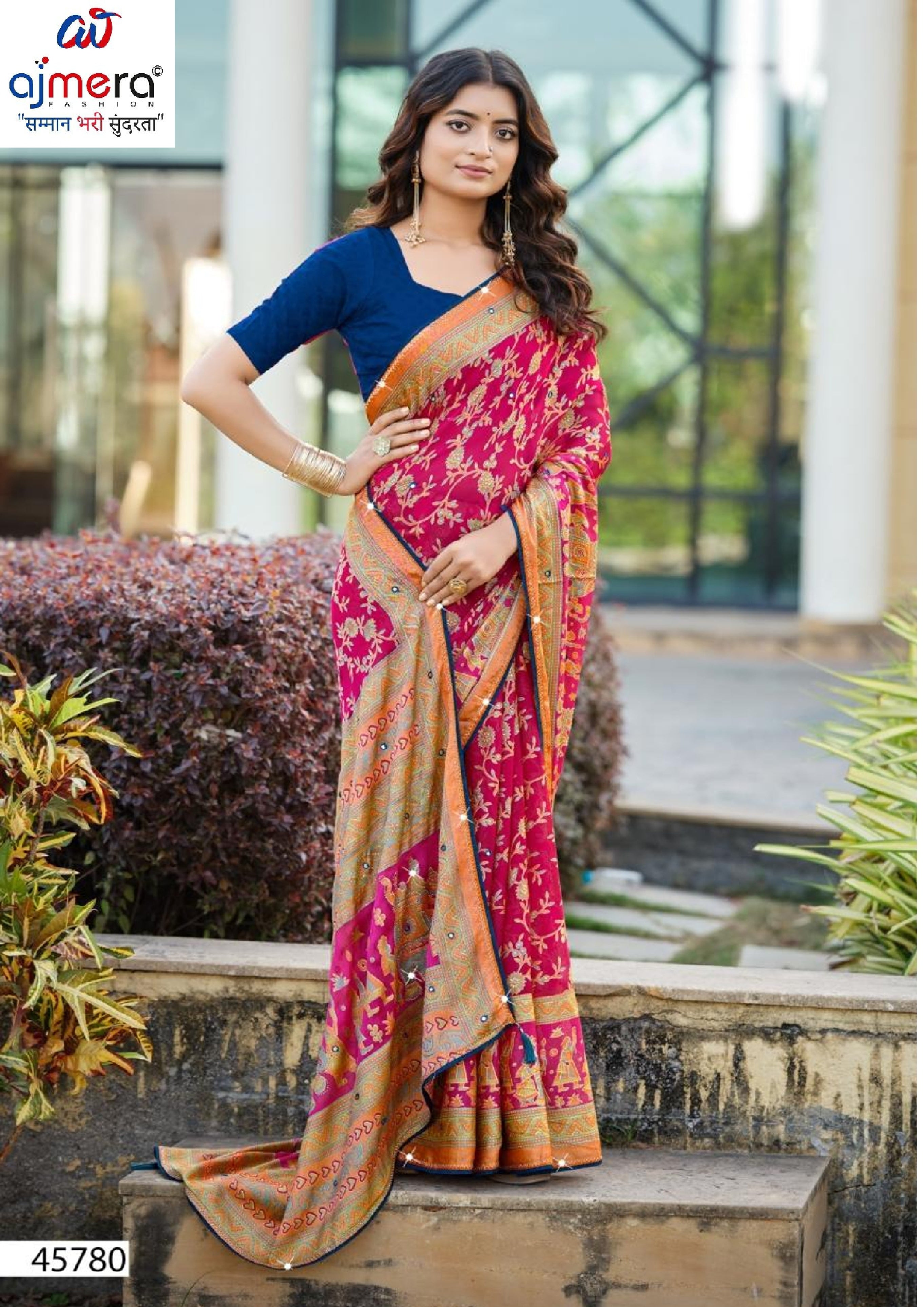 Designer Printed Saree with Blouse Piece for Special Occasions | VDT-TESLA BRASSO-01
