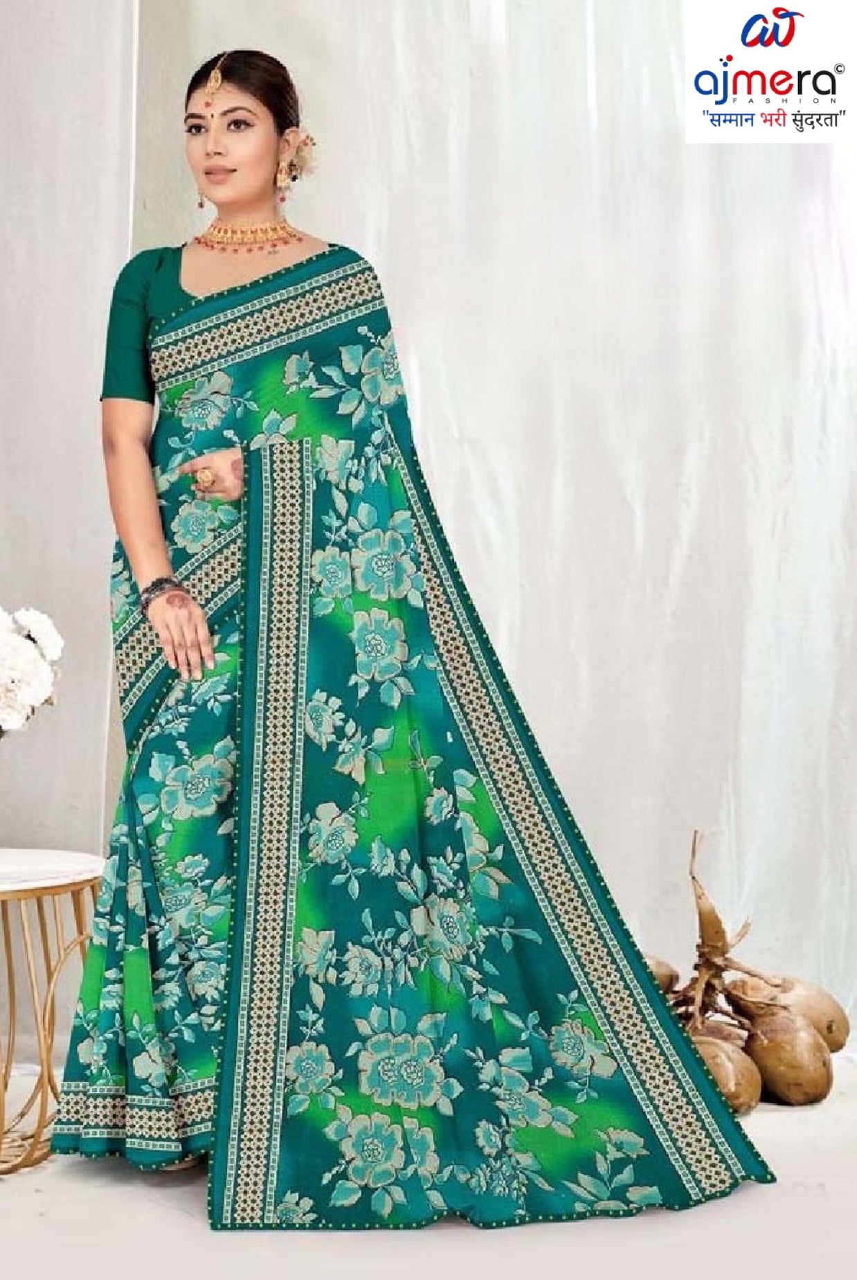 Elegant Printed Saree with Designer Blouse Piece for Festive Wear  | GPT-DHAMAKEDAR-5