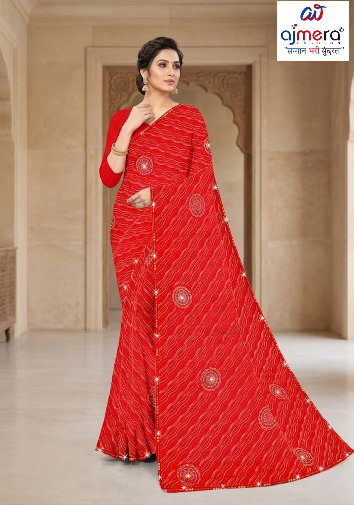 Fashionable Printed Saree with Blouse Piece for Festive Collection  | CAS-PANCHWATI