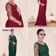 Georgette Soft Lycra Matching Saree with Blouse Piece for Premium Ethnic and Traditional Wear | RLL-JINISHA-1