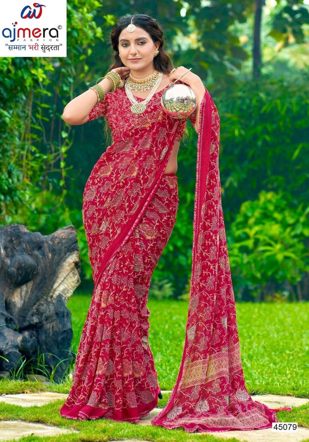 Trendy Printed Saree with Blouse Piece for Women’s Ethnic Wardrobe  | VDT-DISCO-7