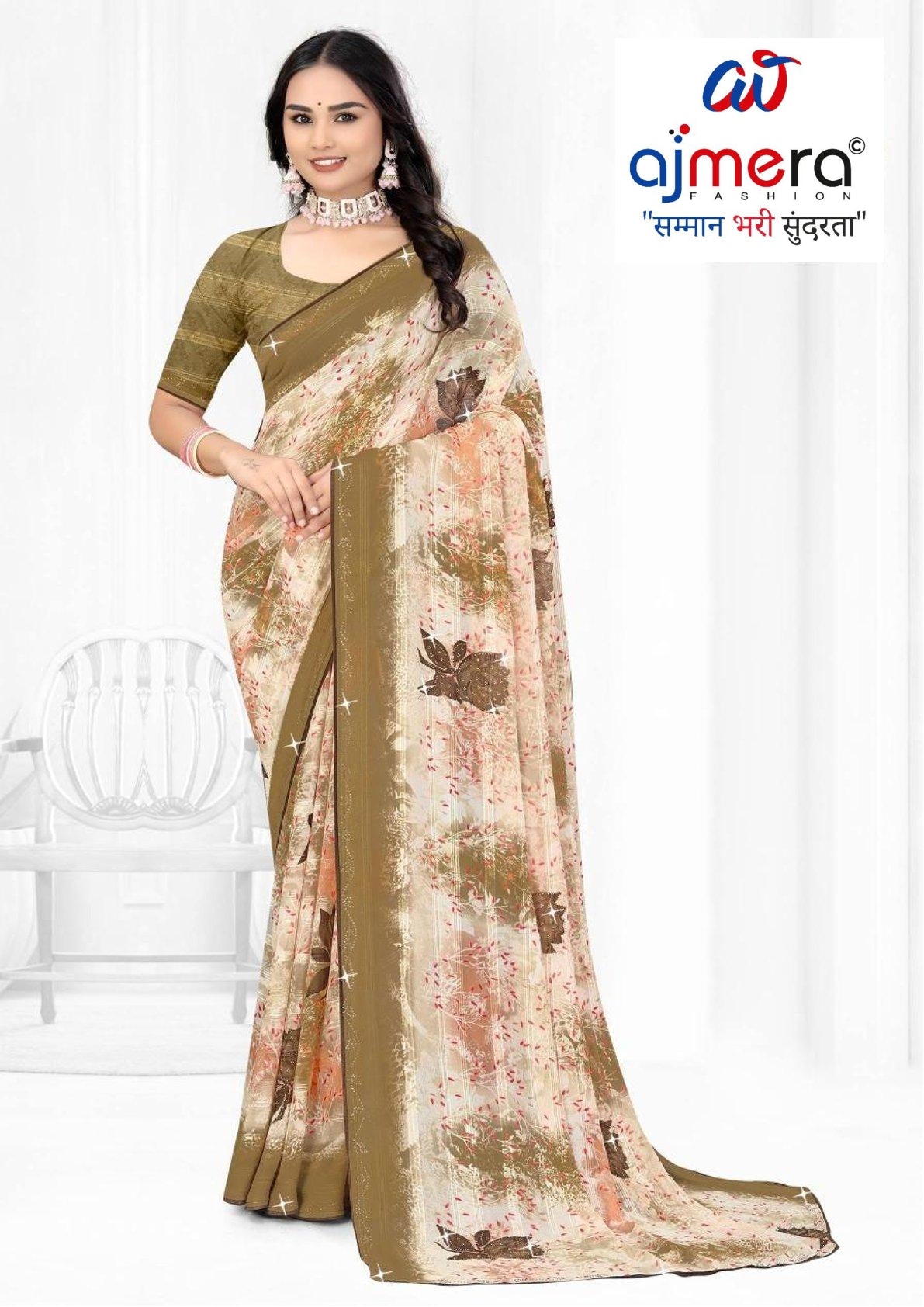 Weightless Print Loose Saree with Blouse for Premium Ethnic and Traditional Wear | TTS-SAJILI