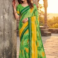 Elegant Printed Saree with Designer Blouse Piece for Festive Wear  | JS-PAYAL