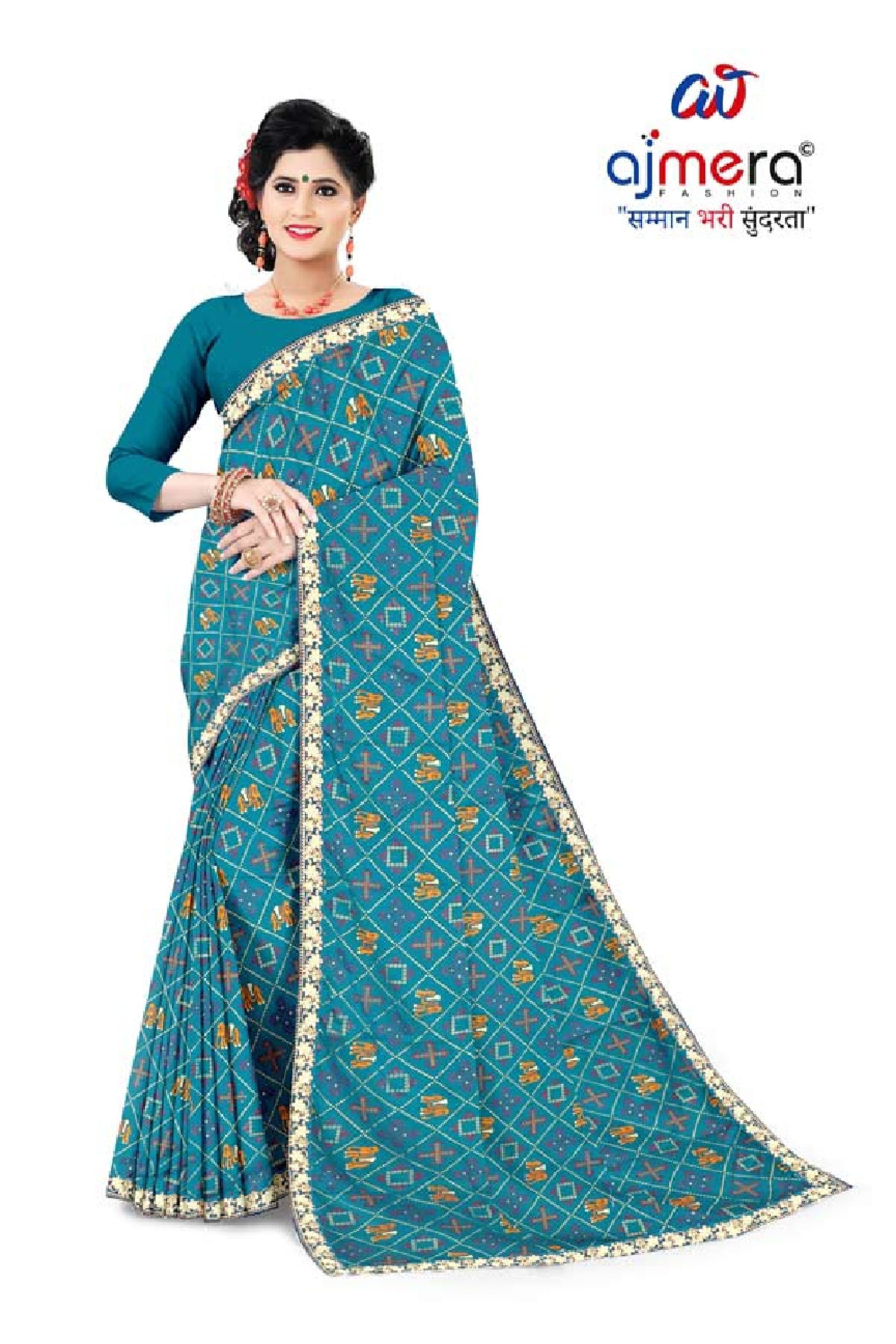 Chiffon Print Loose Saree with Blouse for Premium Ethnic and Traditional Wear | TD-SWEET LADY