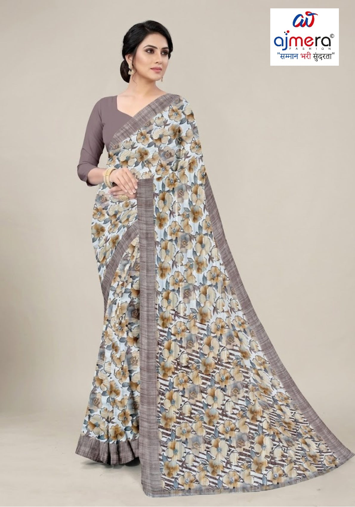 Classic Printed Saree without Blouse for Timeless Traditional Style | CAS-SMART SILK