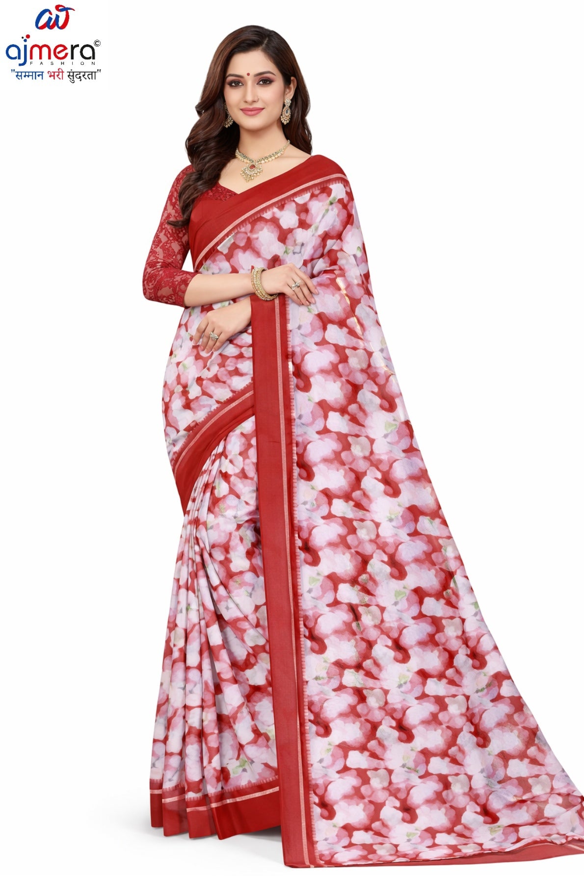 Linen Jari Print Loose Saree with Blouse for Premium Ethnic and Traditional Wear | SBI-SATIN SILK