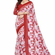Linen Jari Print Loose Saree with Blouse for Premium Ethnic and Traditional Wear | SBI-SATIN SILK