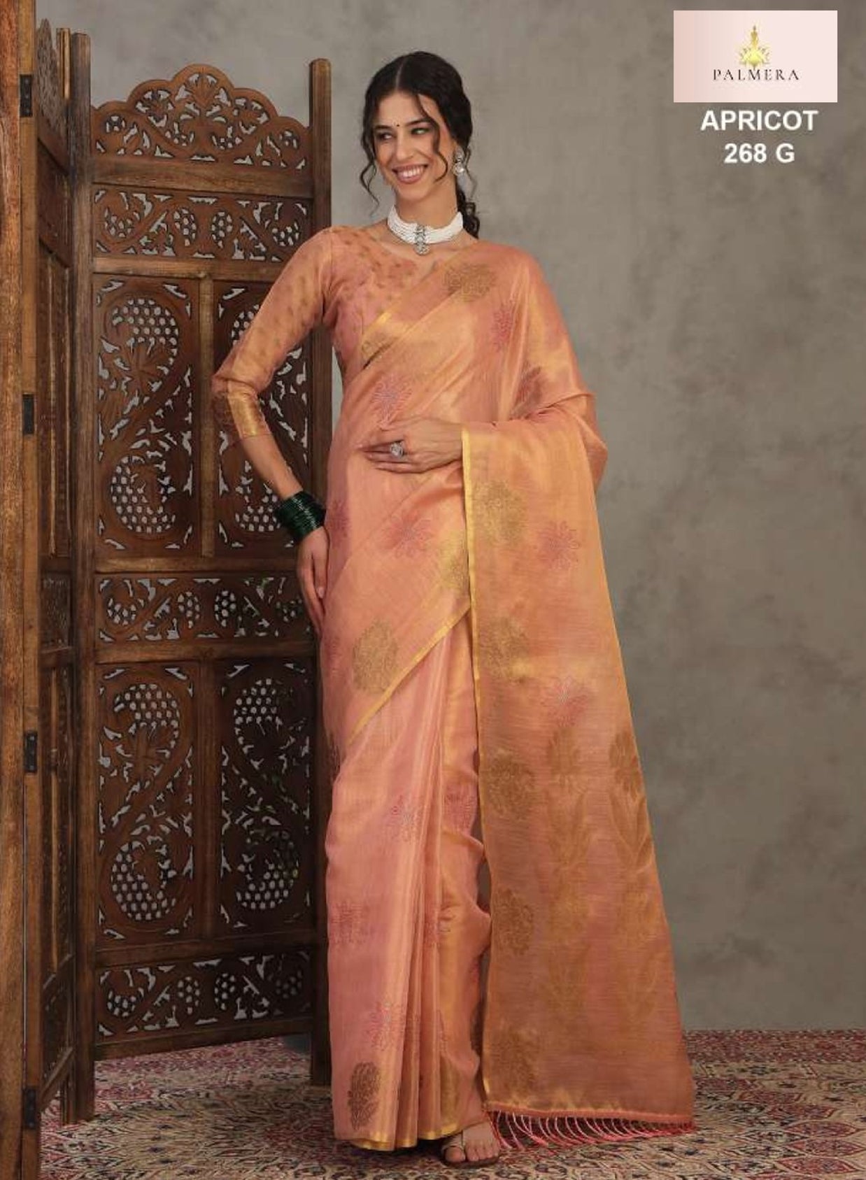 Apricot Linen Saree with Blouse for Premium Ethnic and Festive Wear | ALL-APRICOT-268