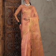 Apricot Linen Saree with Blouse for Premium Ethnic and Festive Wear | ALL-APRICOT-268