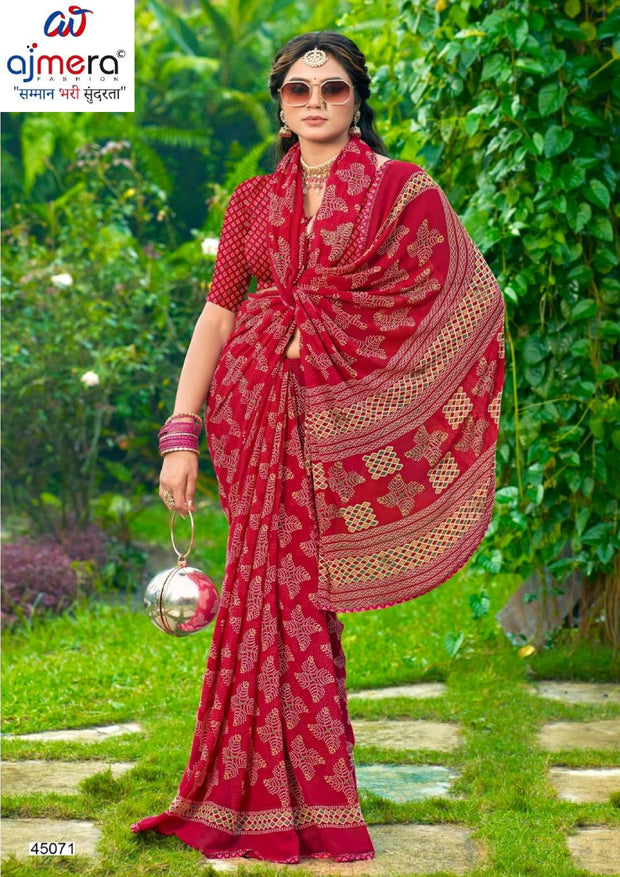 Premium Printed Saree with Matching Blouse Piece for Ethnic Elegance  | VDT-DISCO-11