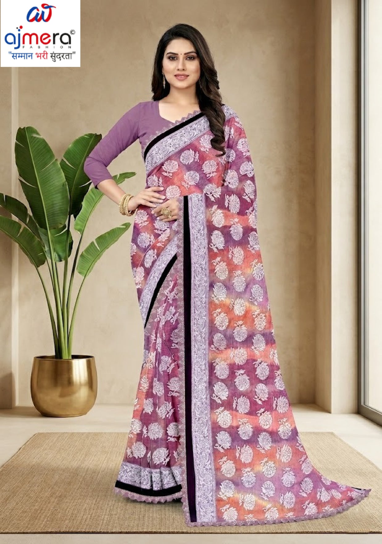 Elegant Printed Saree with Designer Blouse Piece for Festive Wear  | CAS-ZHIL MIL