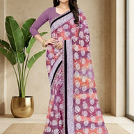 Elegant Printed Saree with Designer Blouse Piece for Festive Wear  | CAS-ZHIL MIL