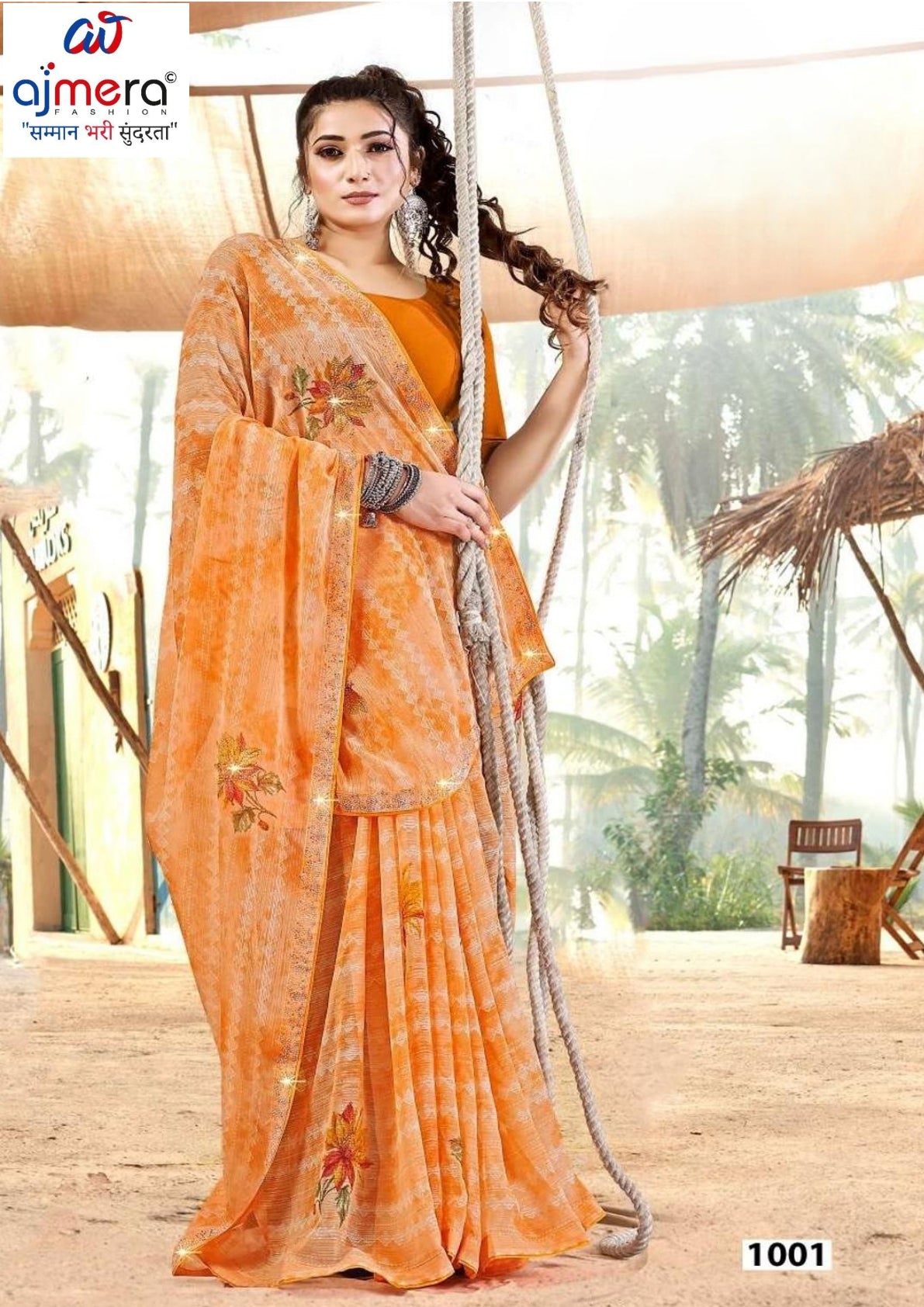 Fashionable Printed Saree with Blouse Piece for Festive Collection  | PRM-MASKA