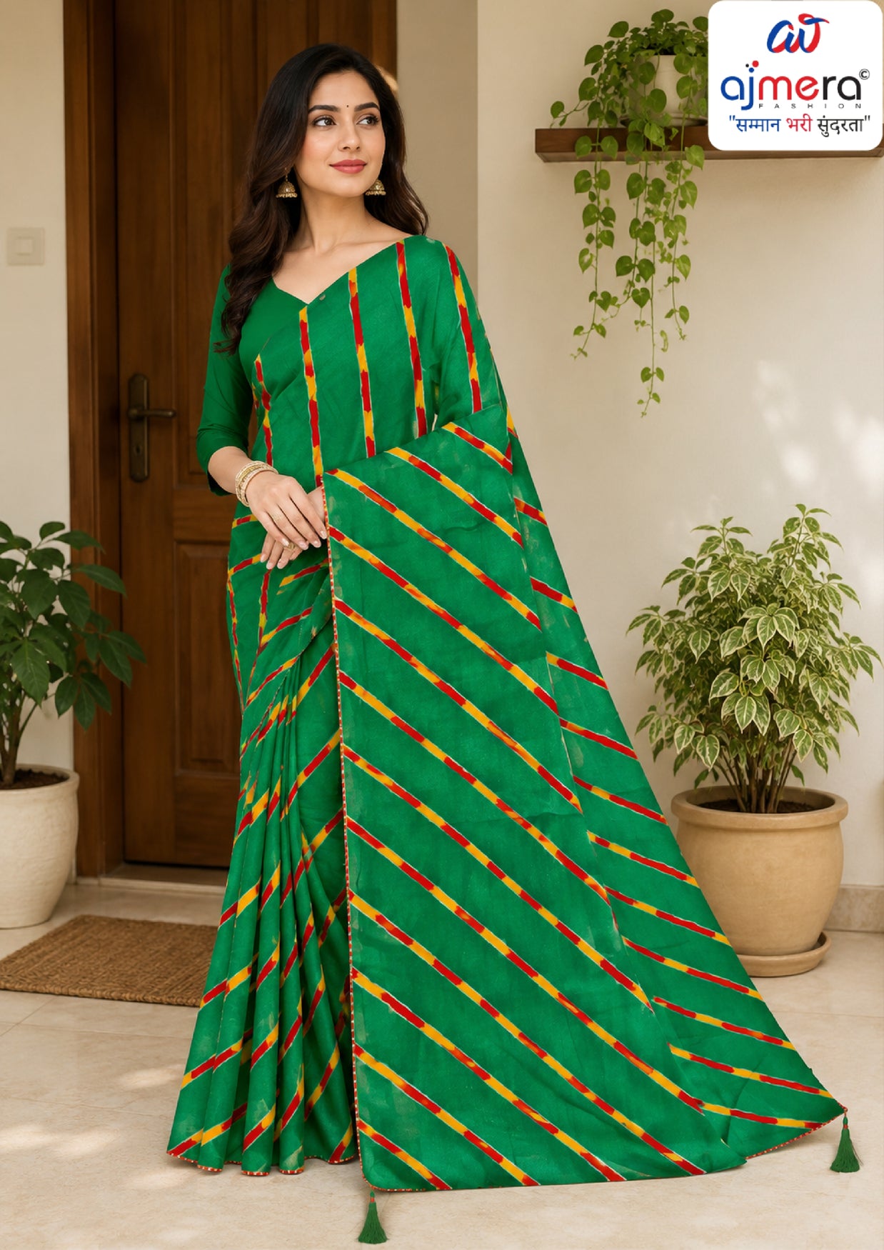 Zomato Print Loose Saree with Blouse for Premium Ethnic and Traditional Wear | CAS-SAWARIYA