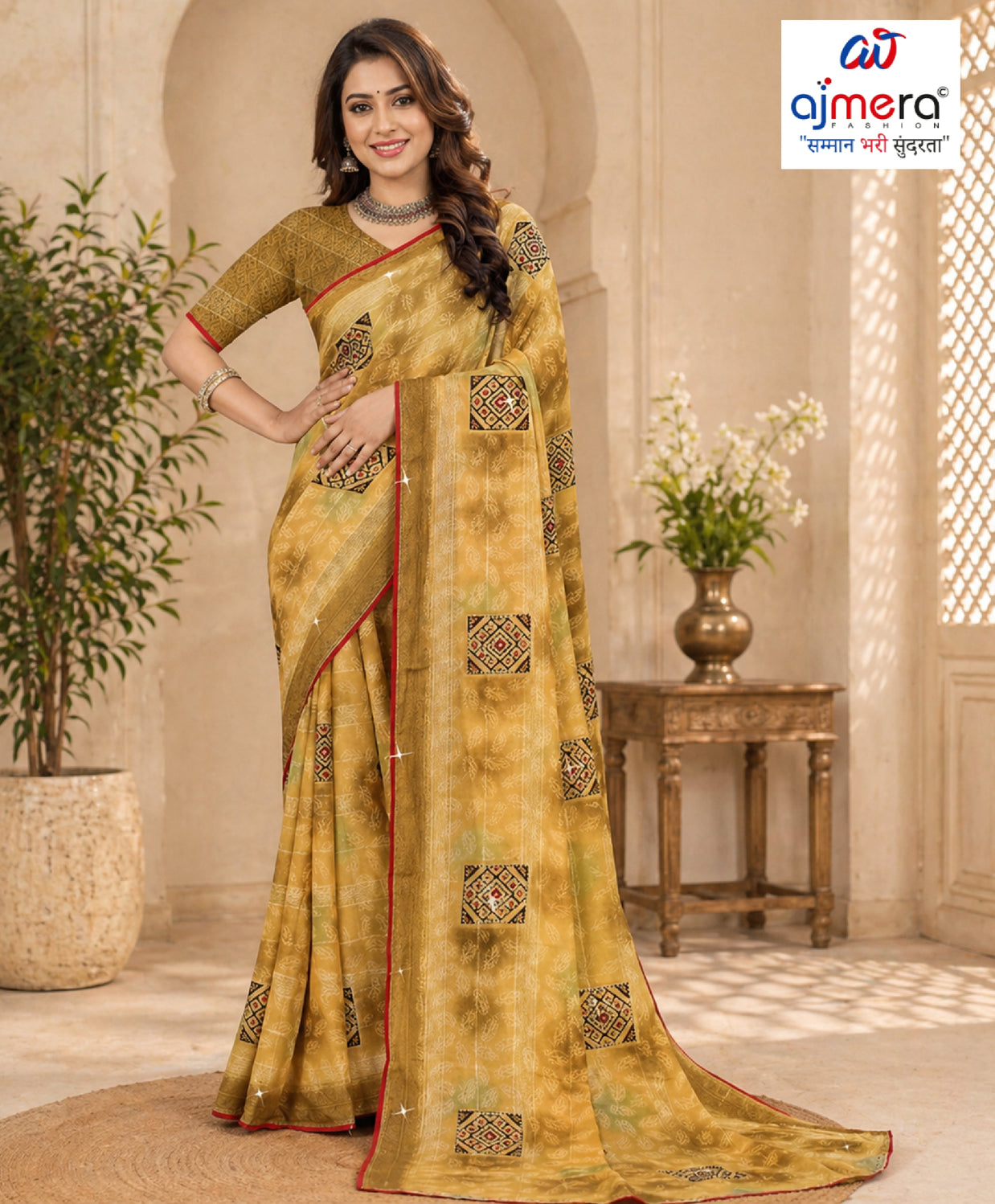 Chic Printed Saree with Blouse Piece for Sophisticated Ethnic Style  | TTS-EKNOOR