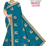 Satin Dyed Matching Saree with Blouse Piece for Premium Ethnic and Traditional Wear | VKM-APPLE