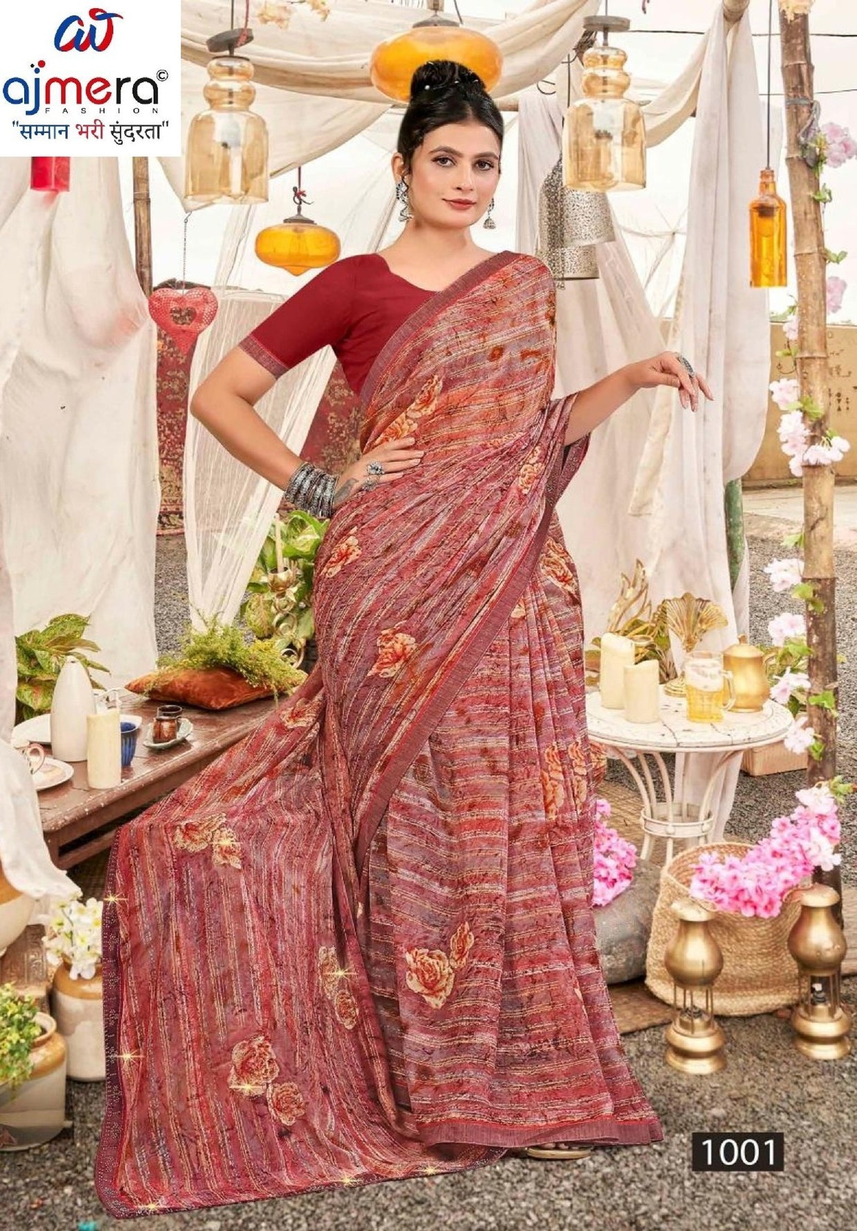 Designer Printed Saree with Blouse Piece for Special Occasions | PRM-ROSE QUEEN