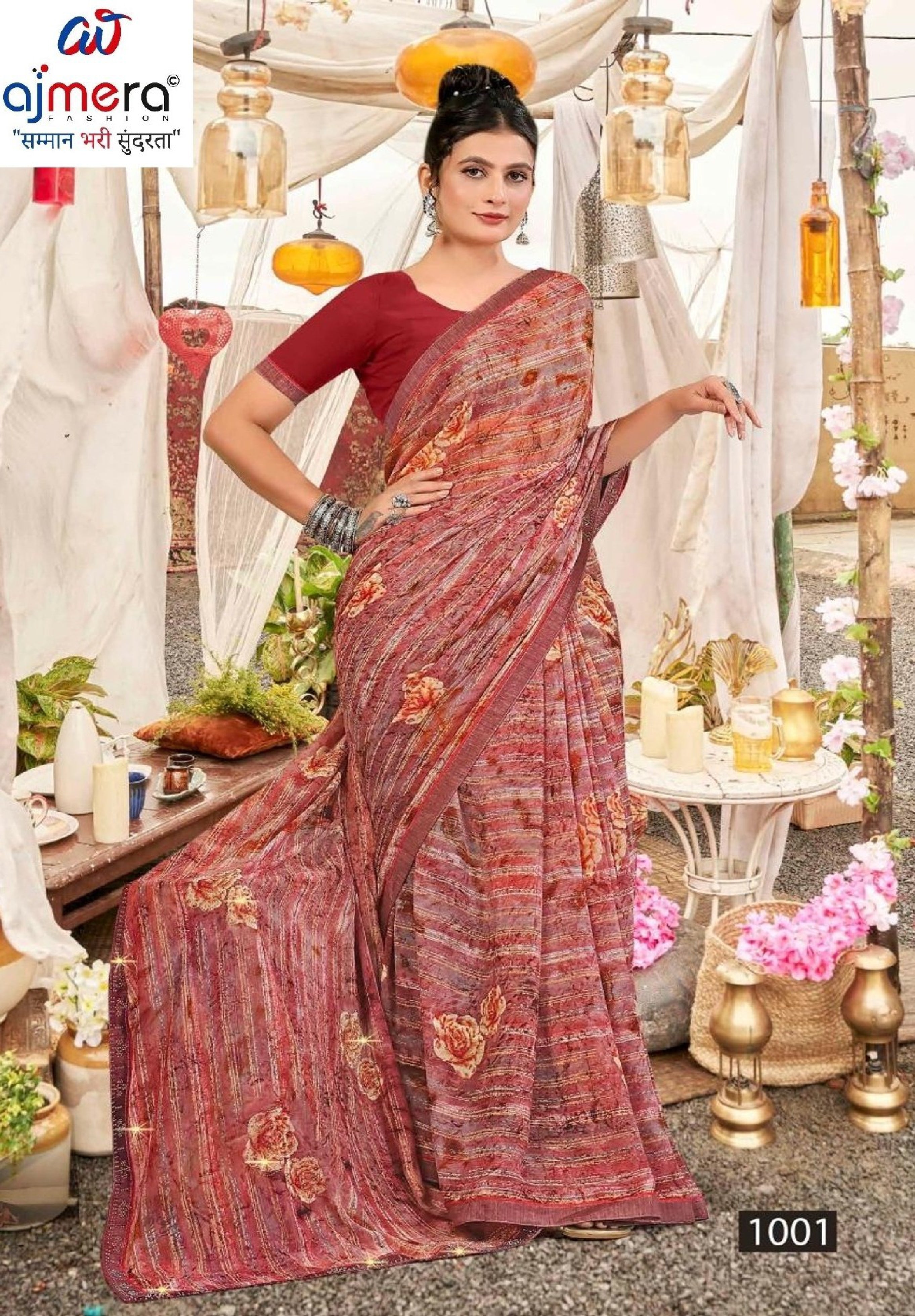 Designer Printed Saree with Blouse Piece for Special Occasions | PRM-ROSE QUEEN