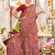 Designer Printed Saree with Blouse Piece for Special Occasions | PRM-ROSE QUEEN