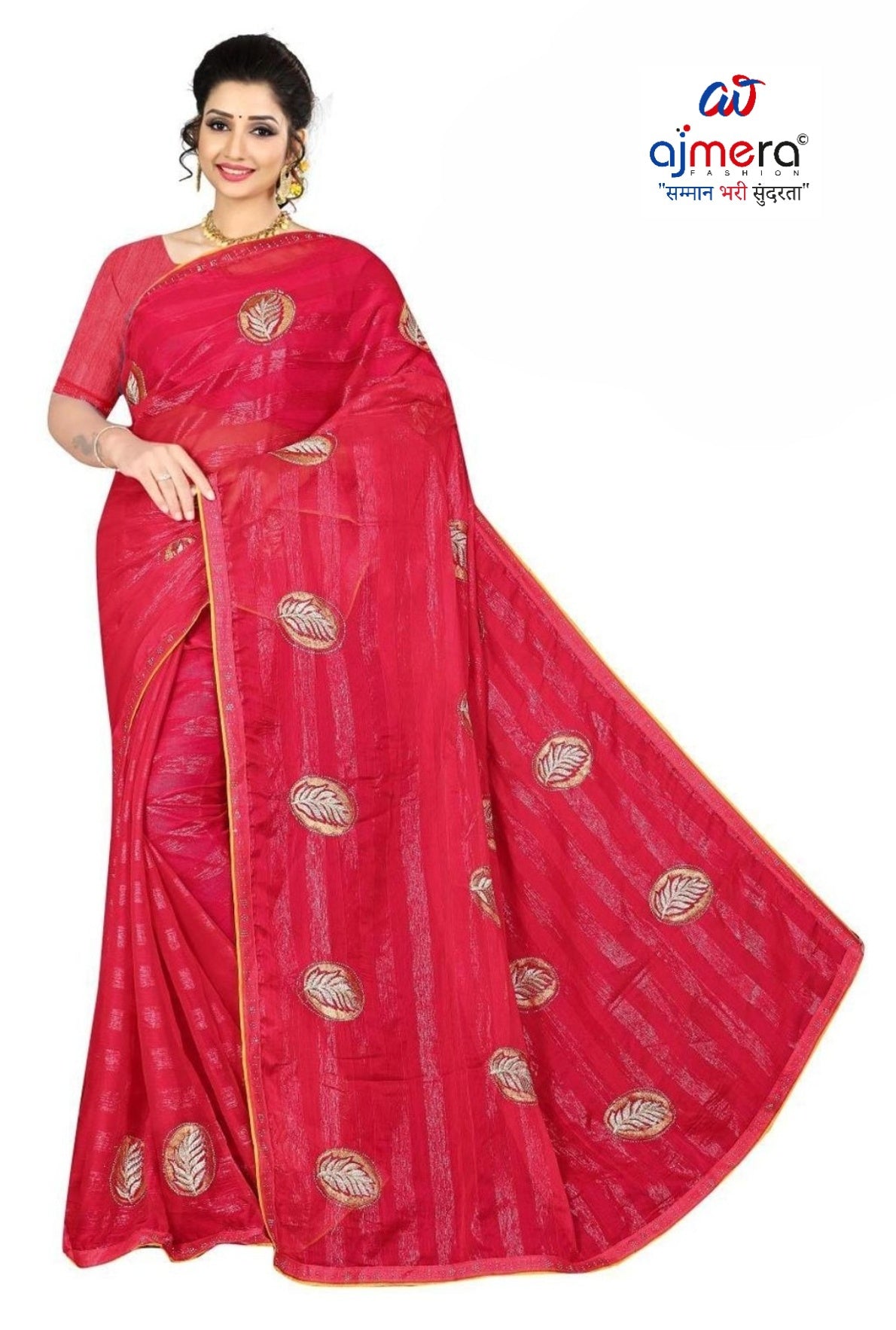 Printed Dyed Matching Saree with Blouse Piece for Premium Ethnic and Traditional Wear | VKM-ONE TIME