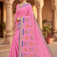 Fancy Cotton Saree with Without Blouse for Premium Ethnic and Traditional Wear | PJA-CHAM CHAM