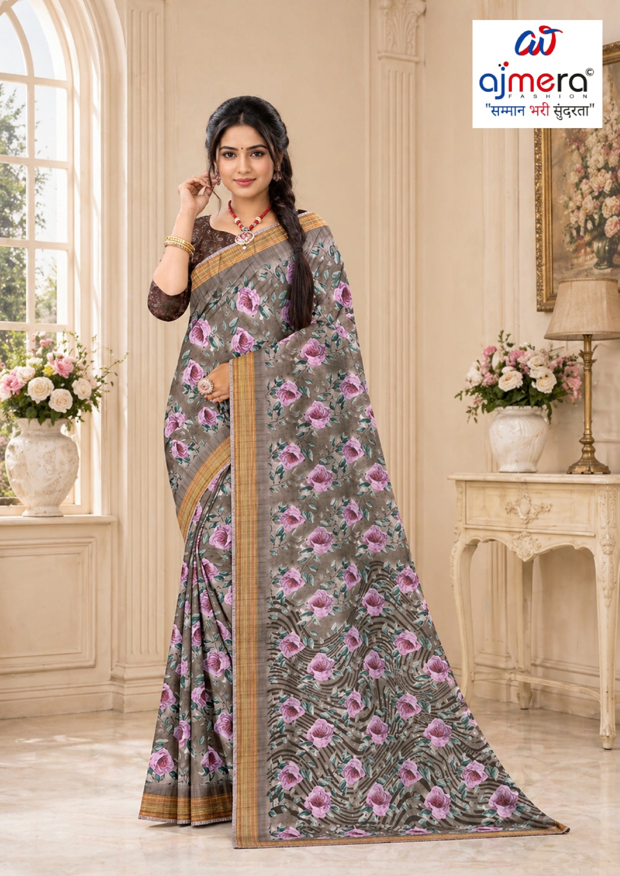 Beautiful Printed Saree with Blouse Piece for Cultural Celebrations  | GLC-ASHIRWAD