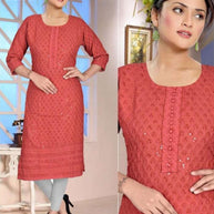 Designer Chicken Sequence Work Kurti for Women | SHP-CHICKEN SEQUENCE WORK