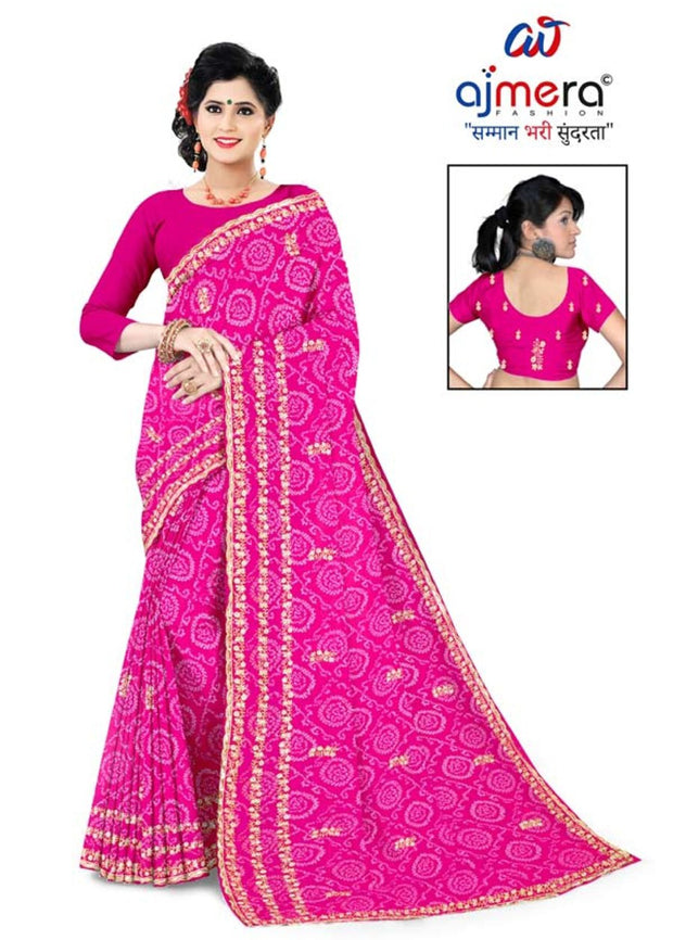 Chic Printed Saree with Blouse Piece for Sophisticated Ethnic Style  | TD-RASHMI