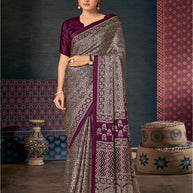 Ajrakh Japan Satin Saree with Blouse for Premium Ethnic Wear | ALL-AJRAKH VOL-3