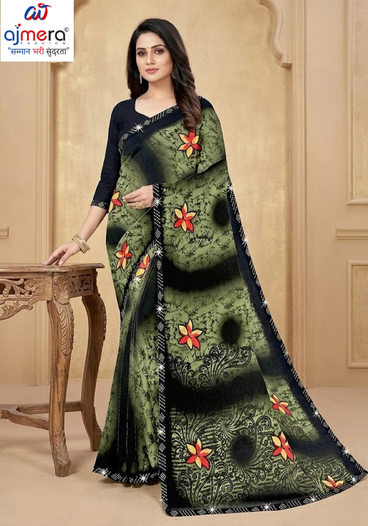Premium Printed Saree with Matching Blouse Piece for Ethnic Elegance  | CAS-VARMALA
