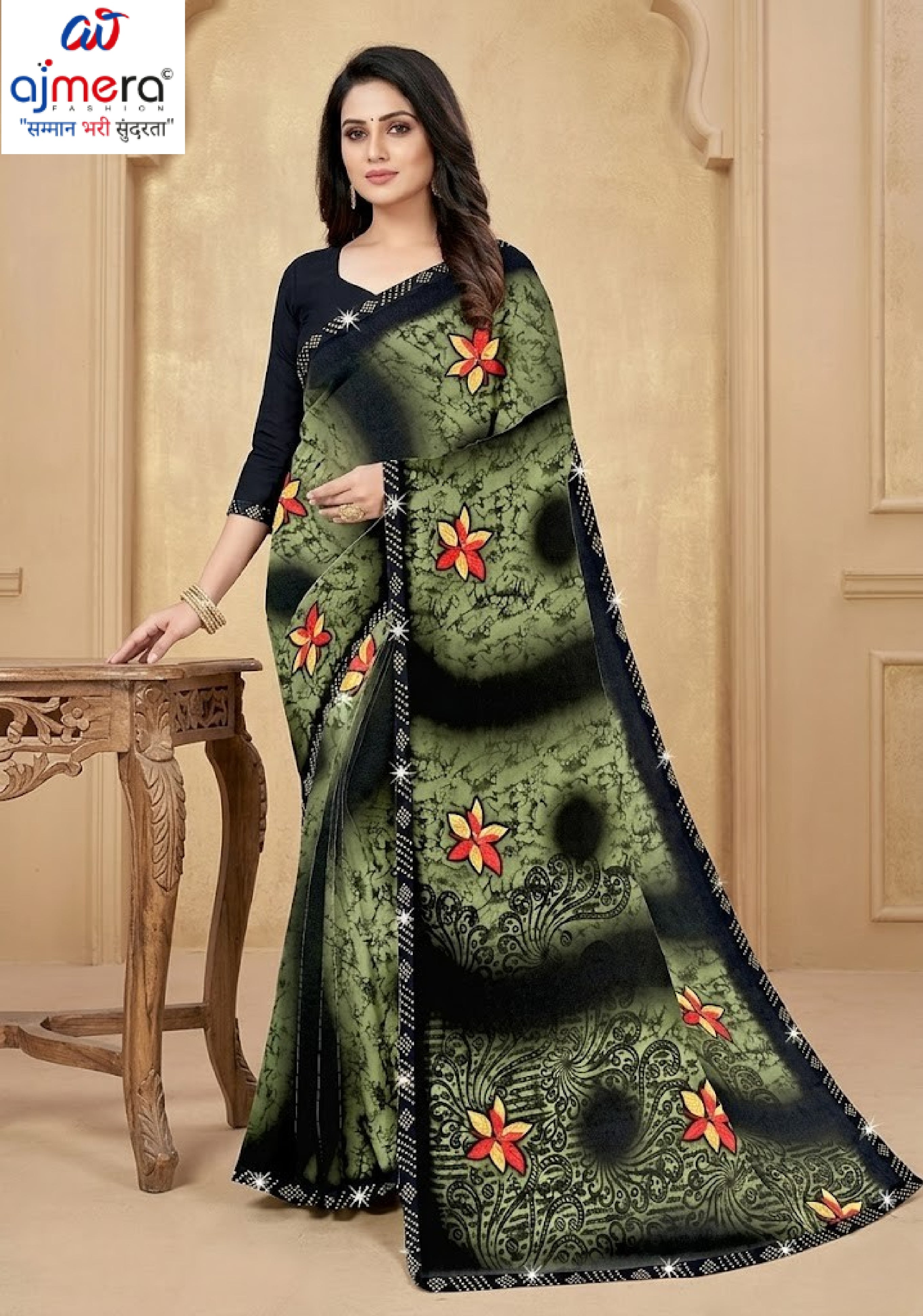 Premium Printed Saree with Matching Blouse Piece for Ethnic Elegance  | CAS-VARMALA