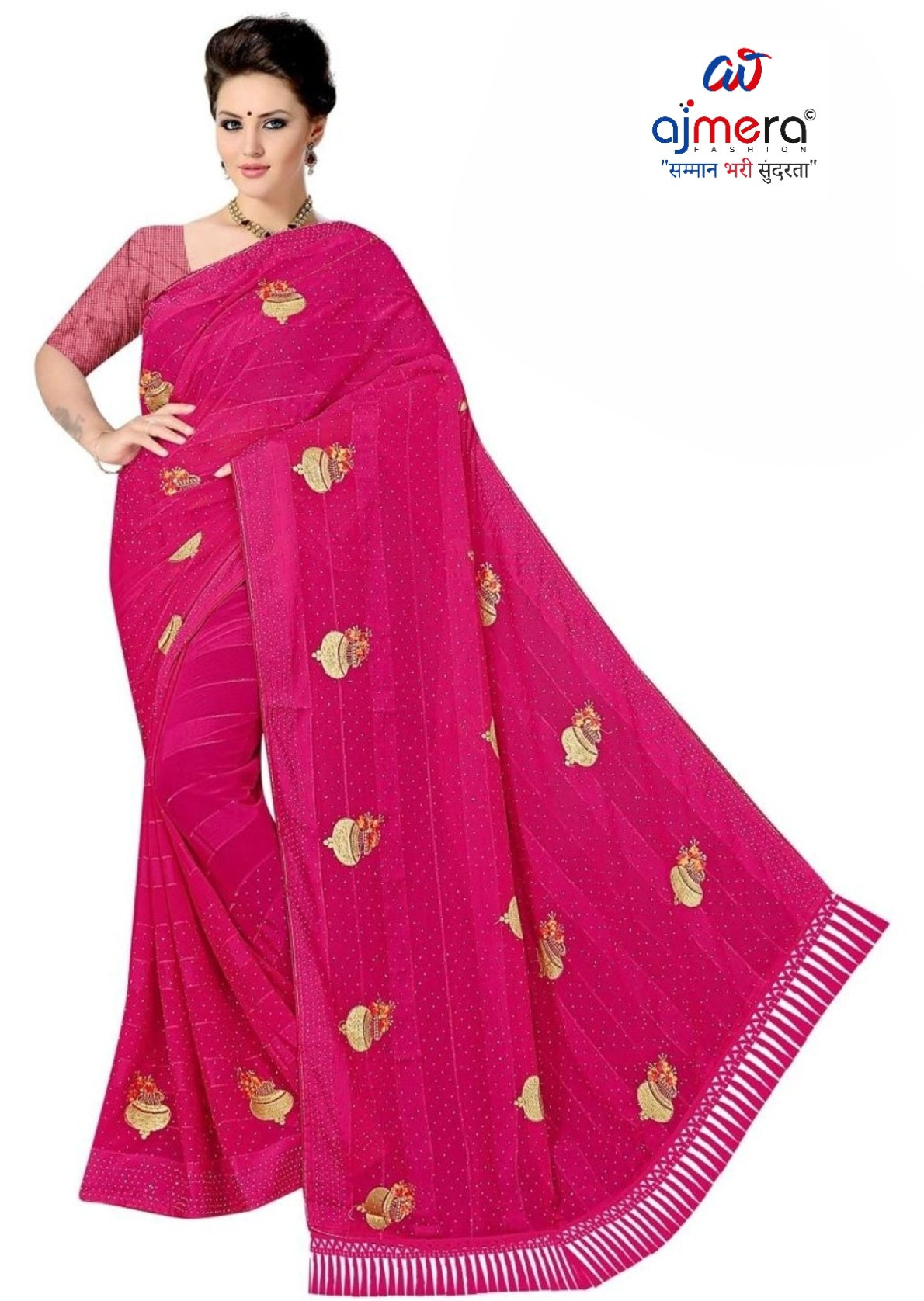 Premium Dyed Matching Saree with Blouse Piece for Premium Ethnic and Traditional Wear | VKM-LOVE GURU