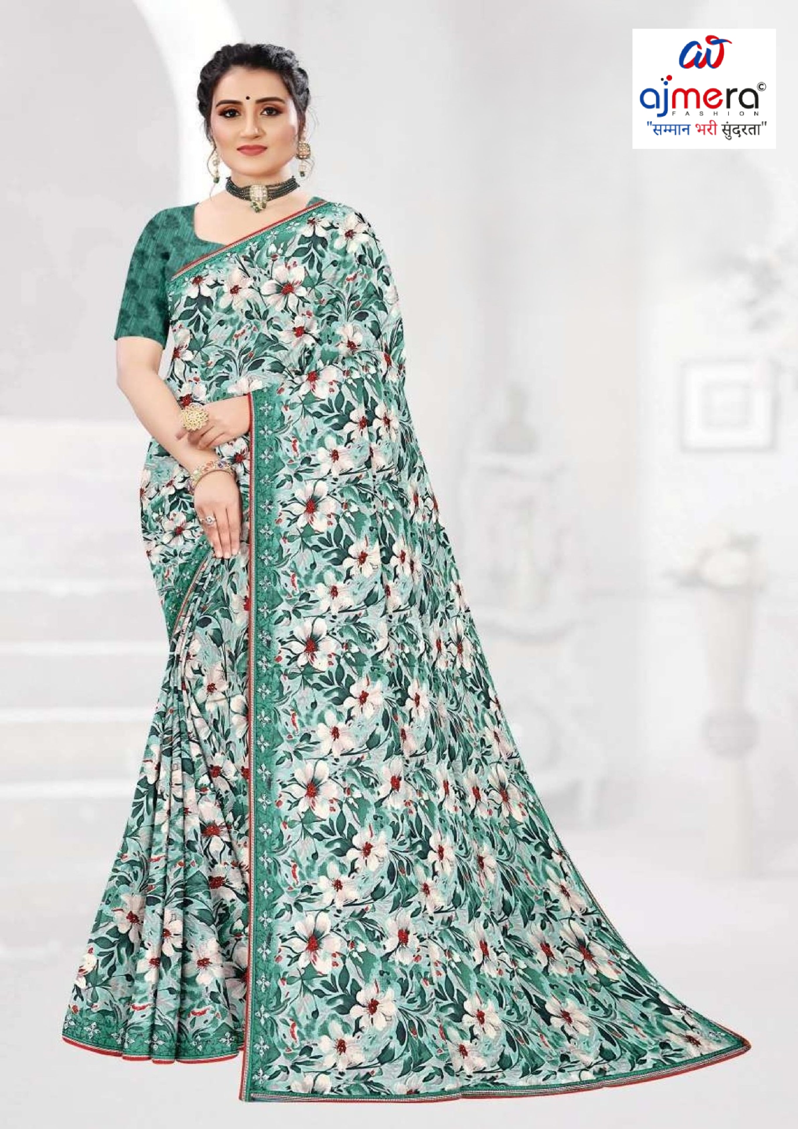 Fashionable Printed Saree with Blouse Piece for Festive Collection | GLC-LARA CHIFFION