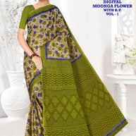Printed Cotton Saree with Blouse Piece for Premium Ethnic and Traditional Wear | ASS-DIGITAL MOONGA FLOWER VOL-1
