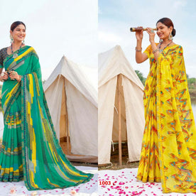 Fashionable Printed Saree with Blouse Piece for Festive Collection  | PRM-GULNASHI VOL-2