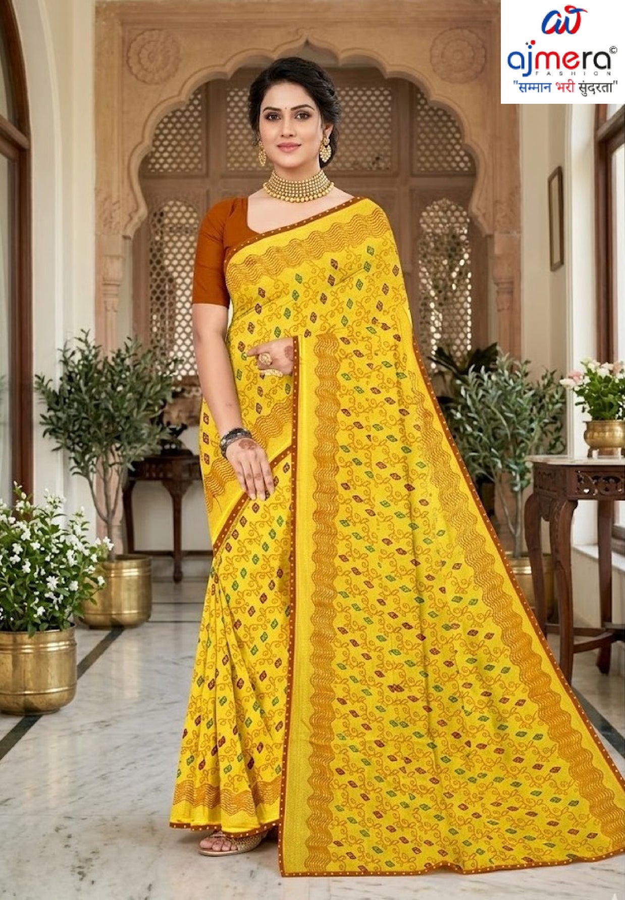 Chic Printed Saree with Blouse Piece for Sophisticated Ethnic Style | GPT-DHAMAKEDAR-4
