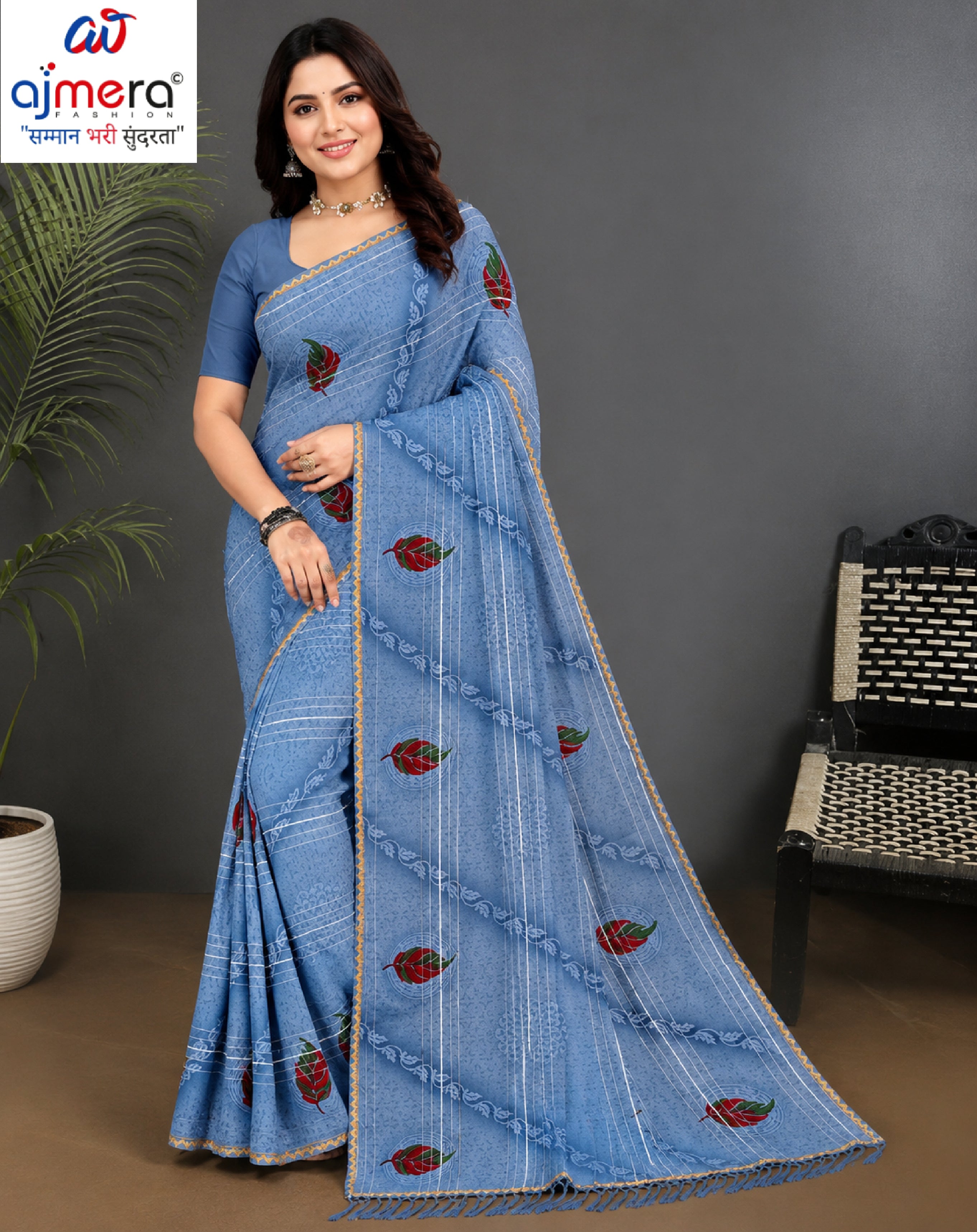 Premium Printed Saree with Matching Blouse Piece for Ethnic Elegance  | GPT-BIJLI-1