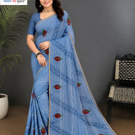 Premium Printed Saree with Matching Blouse Piece for Ethnic Elegance  | GPT-BIJLI-1