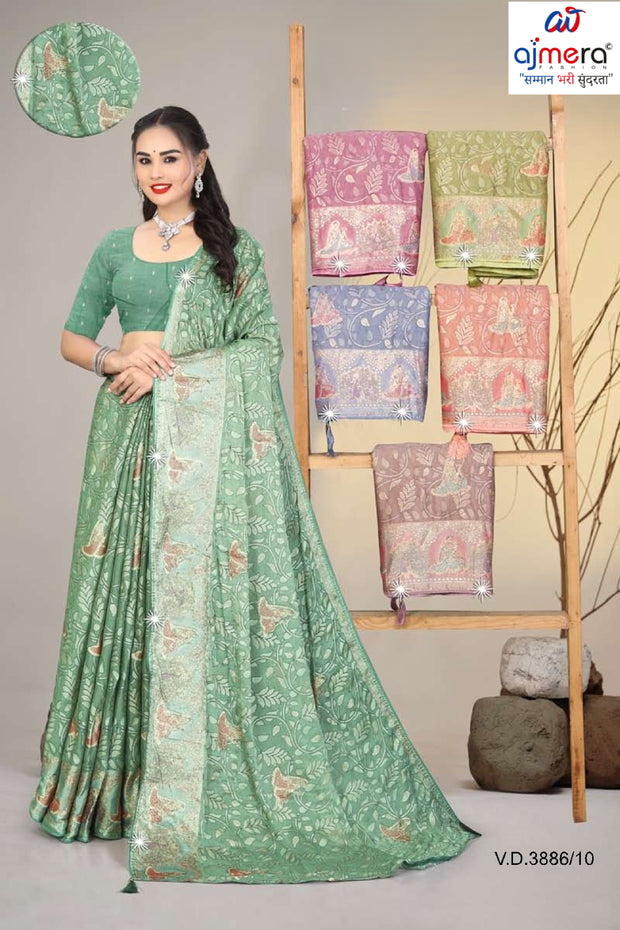 Chic Printed Saree with Blouse Piece for Sophisticated Ethnic Style  | SSR-CHAND CHAKORI