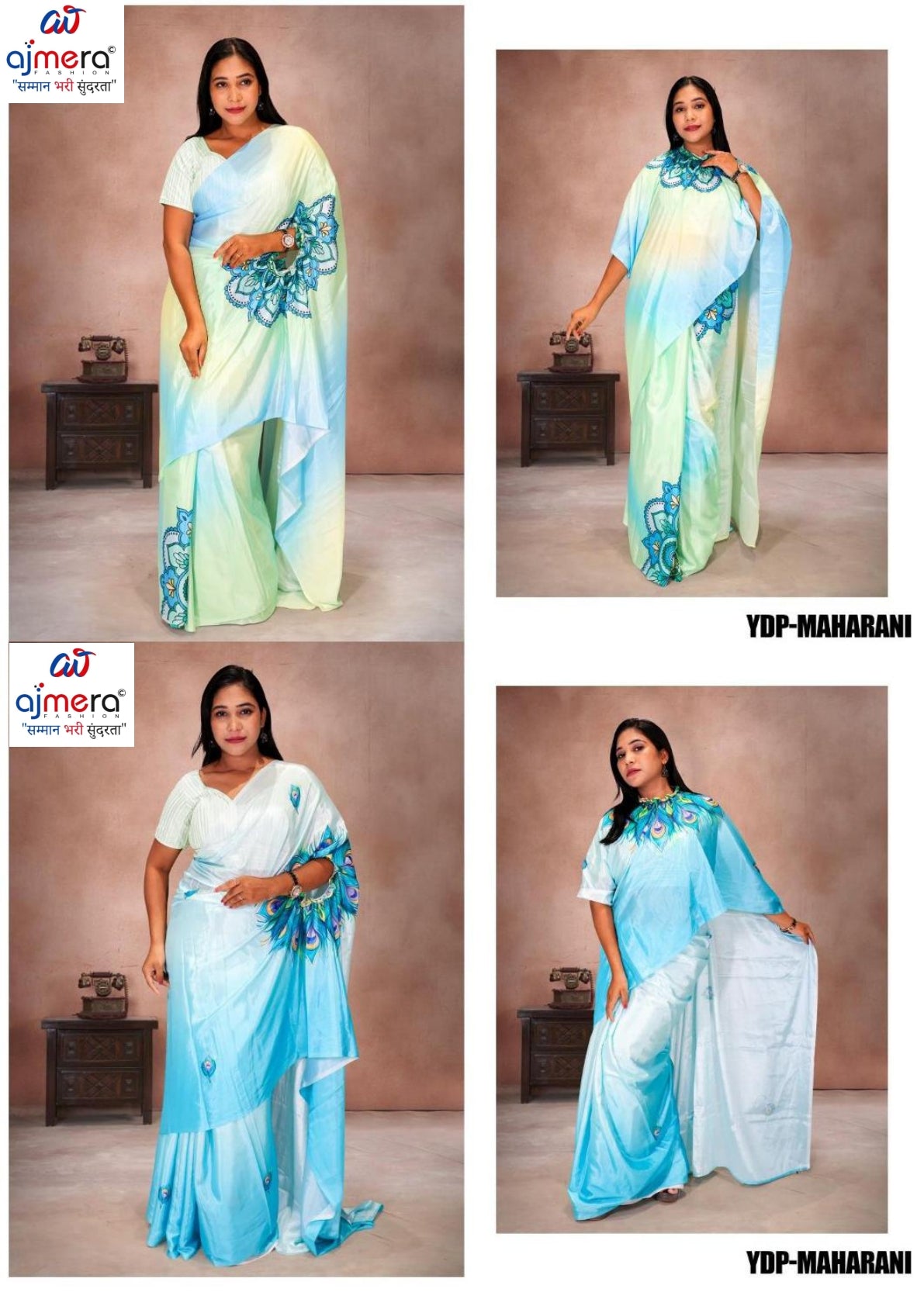 Chinon Print Loose Saree with Blouse for Premium Ethnic and Traditional Wear | YDP-MAHARANI
