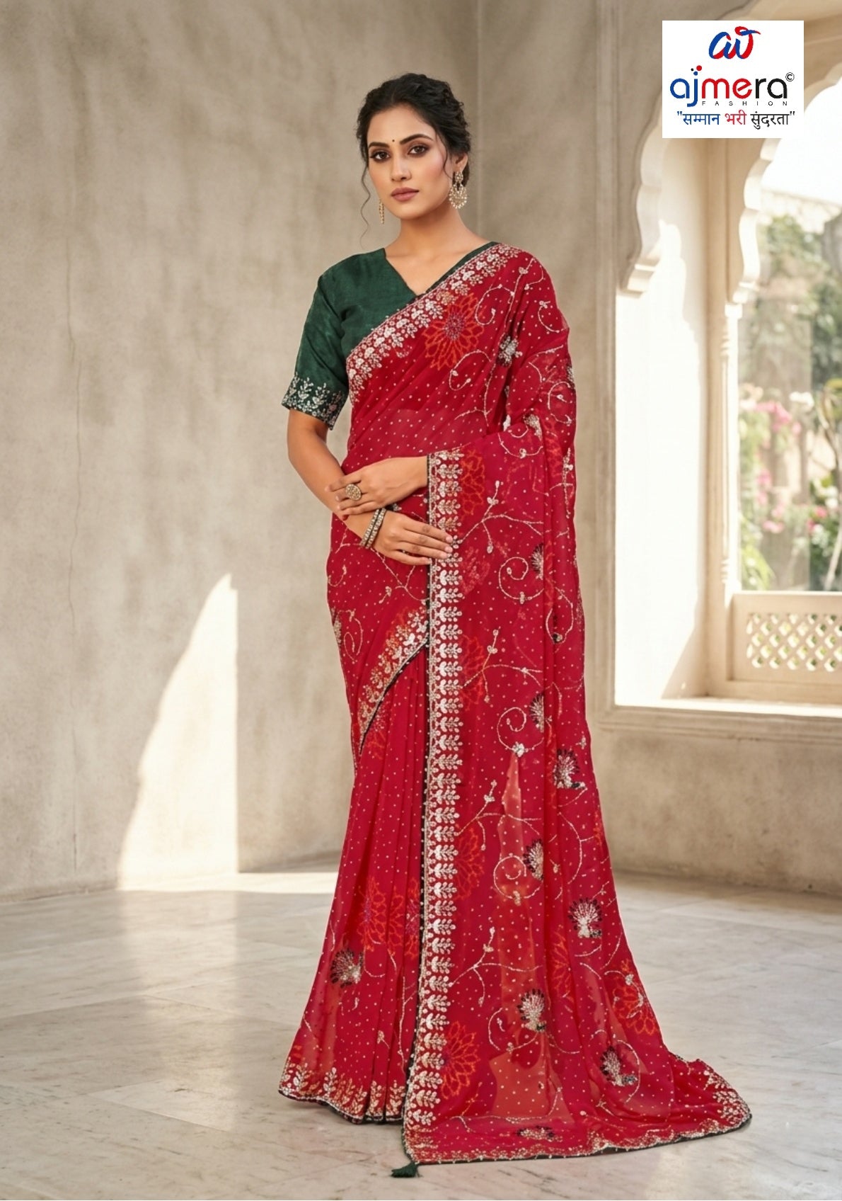 Chic Printed Saree with Blouse Piece for Sophisticated Ethnic Style | JS-FULPATTI