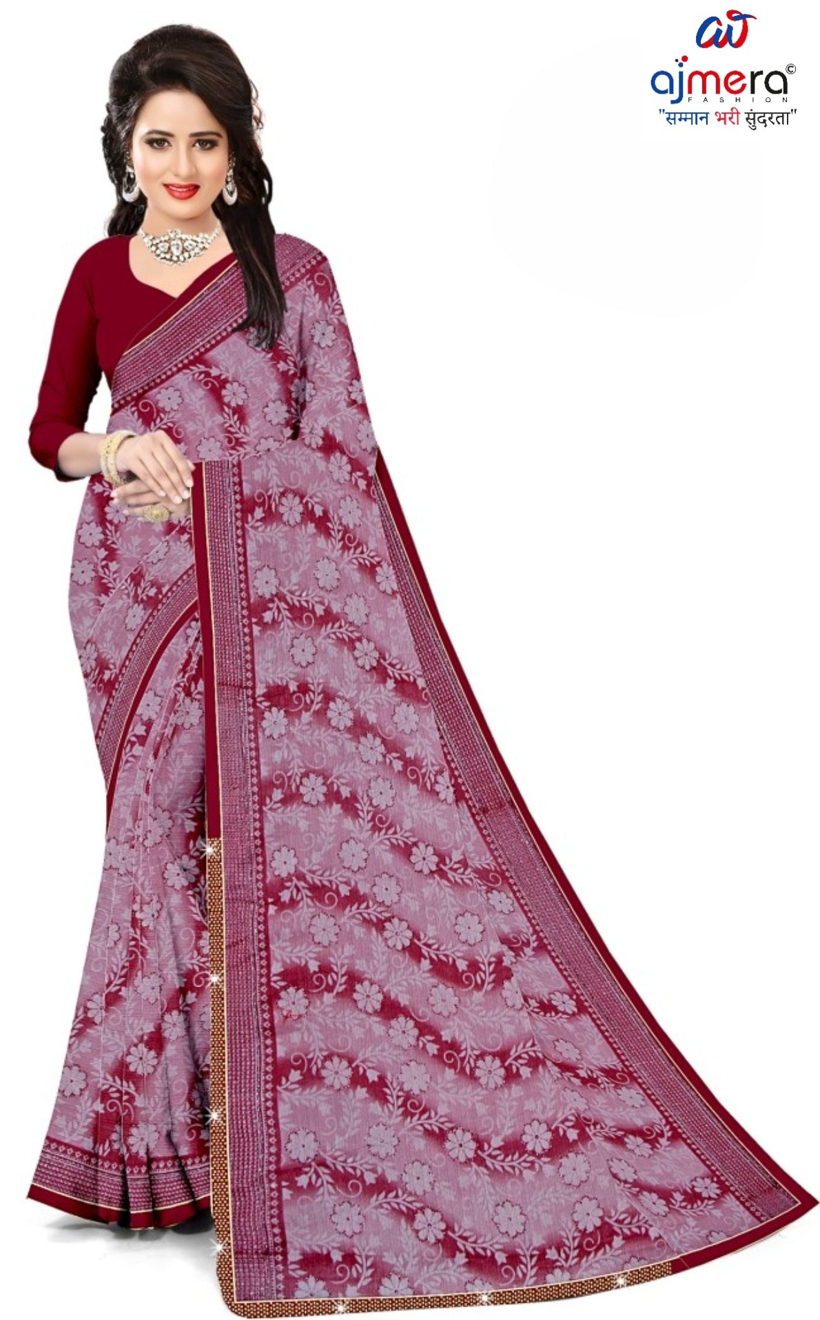 Zomato Print Loose Saree with Blouse for Premium Ethnic and Traditional Wear | CAS-GALAXY