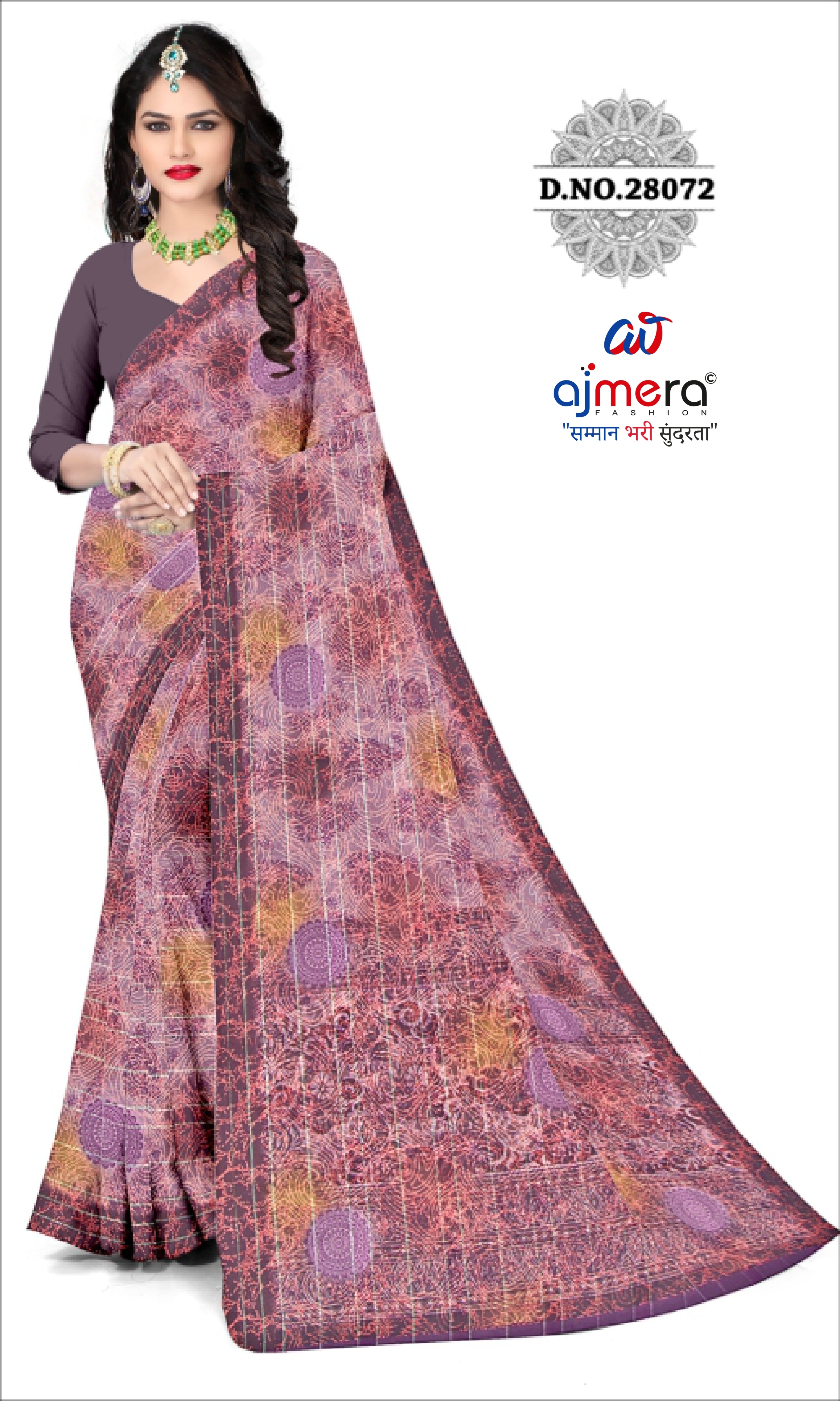 Graceful Printed Saree with Blouse Piece for Modern Ethnic Fashion  | CAS-MANGO SHAKE