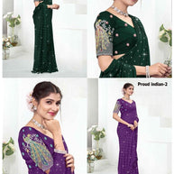Georgette Dyed Matching Saree Wholesaler with Blouse Piece for Premium Ethnic and Traditional Wear | RLL-PROUD INDIAN-2