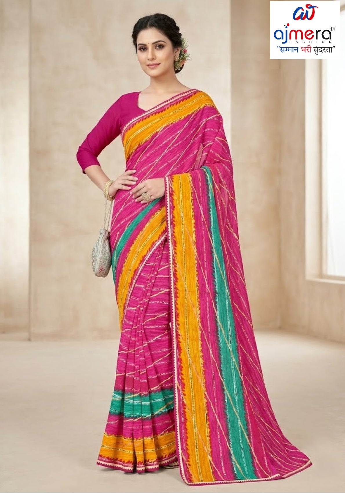 Premium Printed Saree with Matching Blouse Piece for Ethnic Elegance  | CAS-ANOKHEE