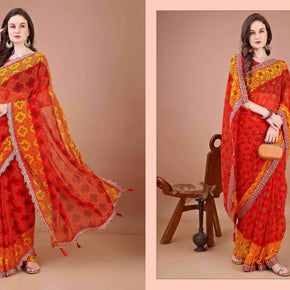 Elegant Printed Saree with Designer Blouse Piece for Festive Wear | JS-KESAR