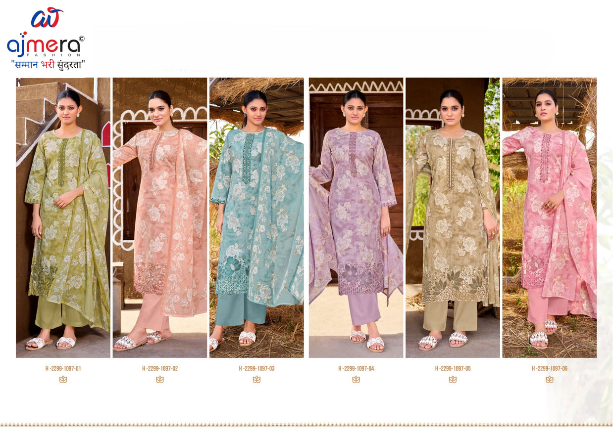 Premium Cambric Cotton Unstitched Suit Set | VAS-COPPER DIAMOND