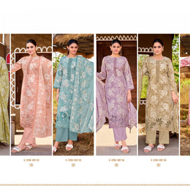 Premium Cambric Cotton Unstitched Suit Set | VAS-COPPER DIAMOND
