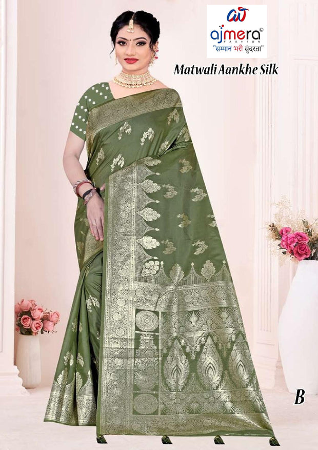 Exclusive Elegance Jacquard Silk Saree With Blouse Piece | TUL-MATWALI AANKHE SILK