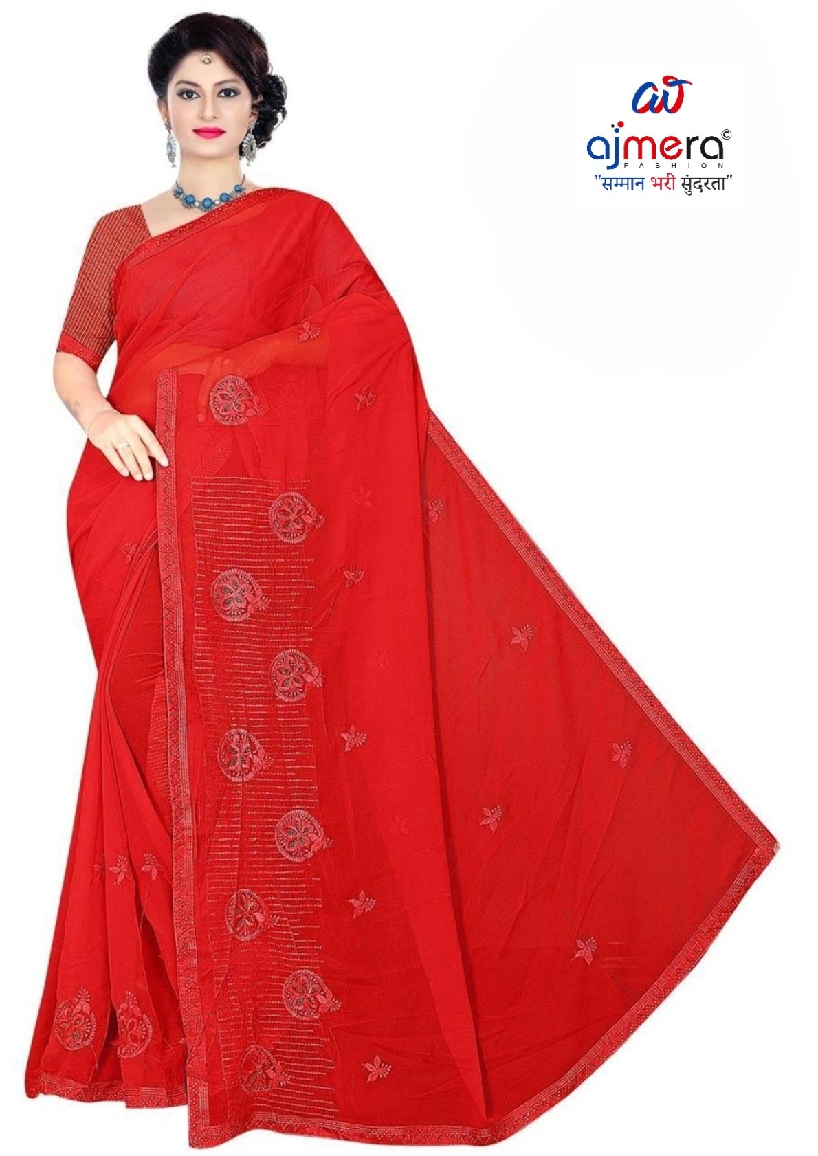 Fancy Lycra Matching Saree with Blouse Piece for Premium Ethnic and Traditional Wear | VKM-HOLIKA